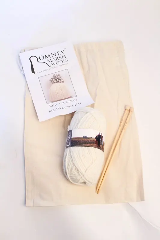 British Romney Knit Kit- Ribbed Bobble Hat