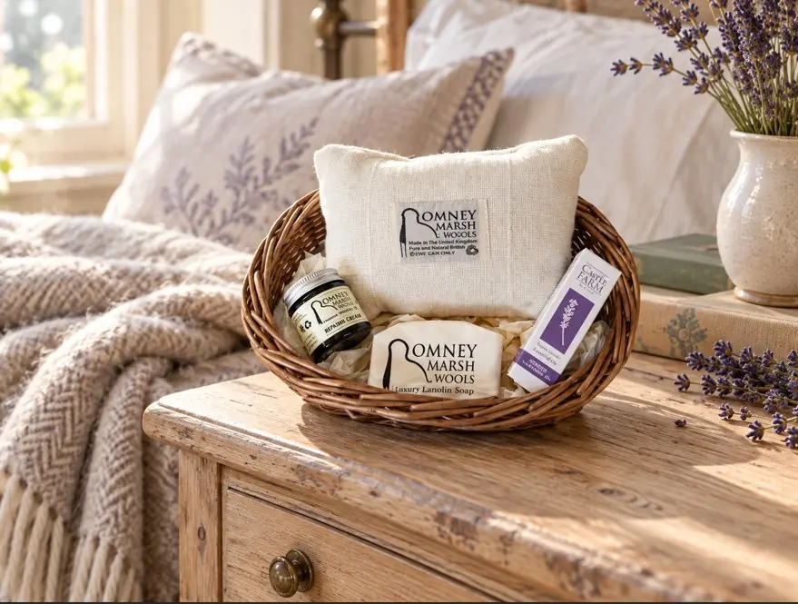 Small British Wool, Lavender & Lanolin Gift Basket