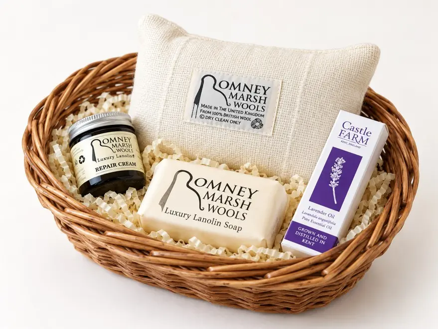 Small British Wool, Lavender & Lanolin Gift Basket