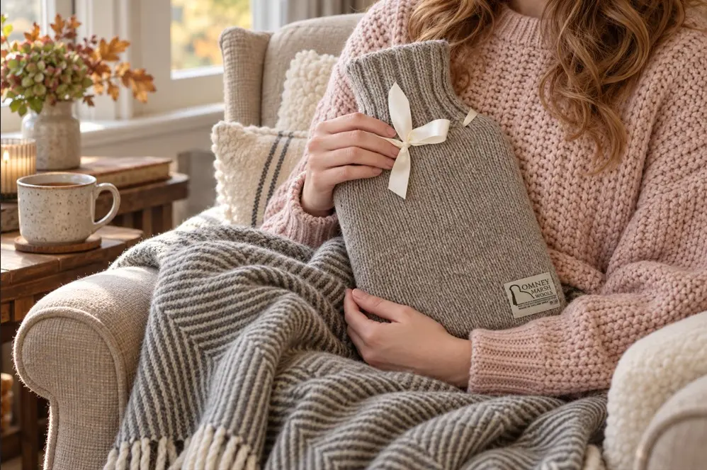 Hand-Knitted British Romney Wool Hot Water Bottle