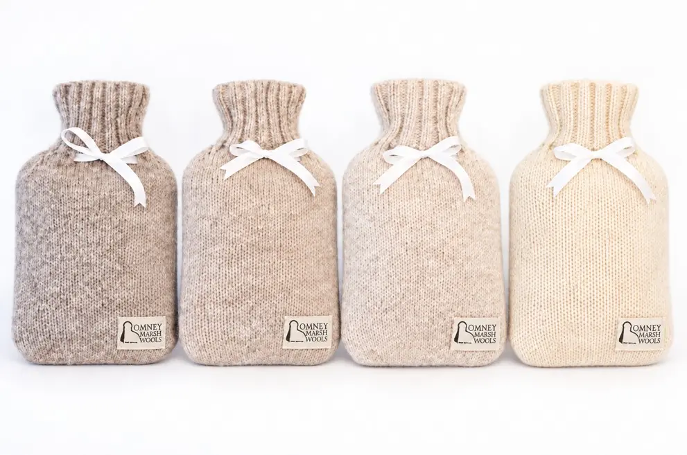 Hand-Knitted British Romney Wool Hot Water Bottle