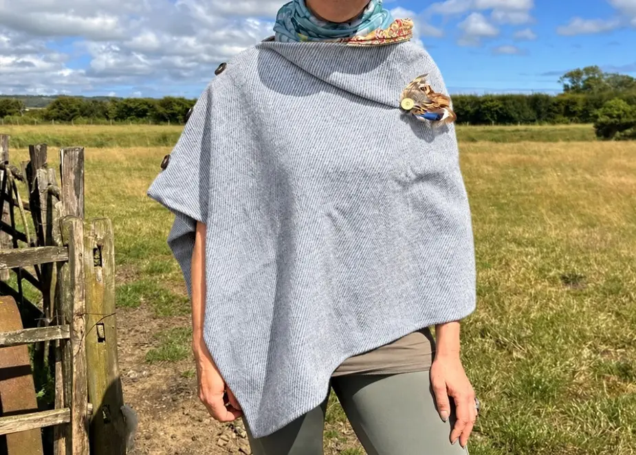 British Romney Wool Marsh Fern Poncho