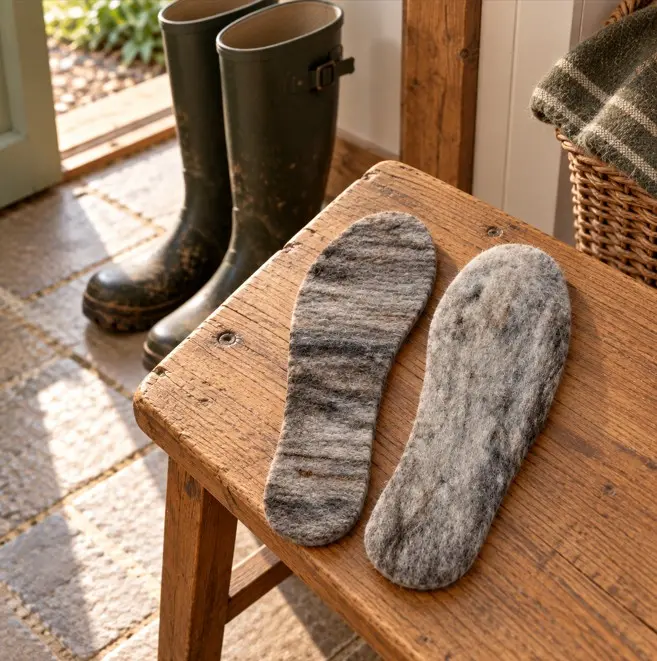 British Romney Wool Felted Insoles