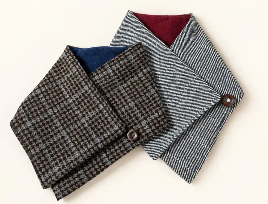 British Romney Wool Cowl with Cotton Fleece Lining