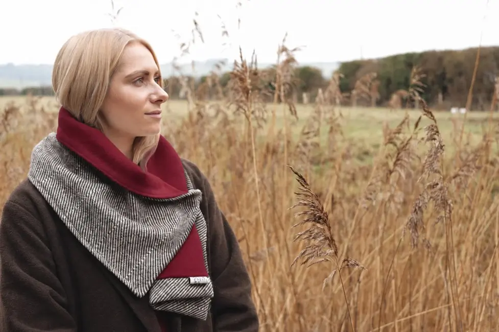British Romney Wool Cowl with Cotton Fleece Lining