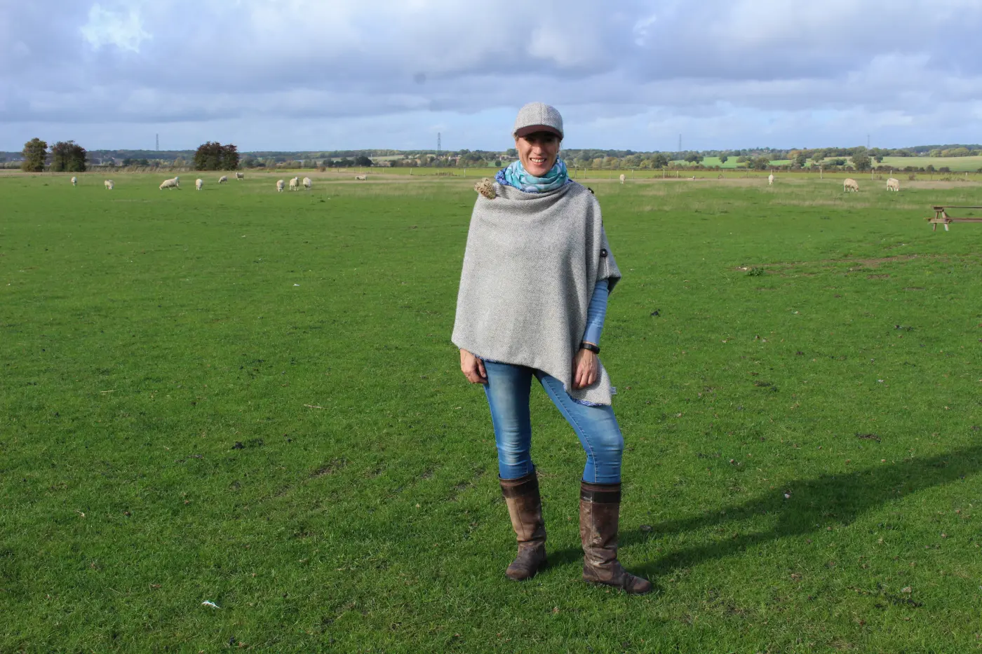 British Romney Wool Marsh Fern Poncho