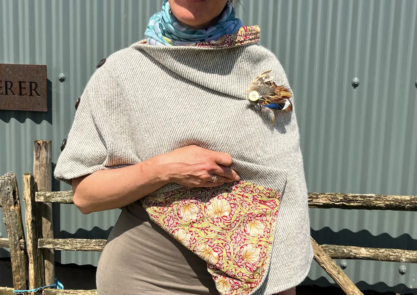British Romney Wool Marsh Fern Poncho